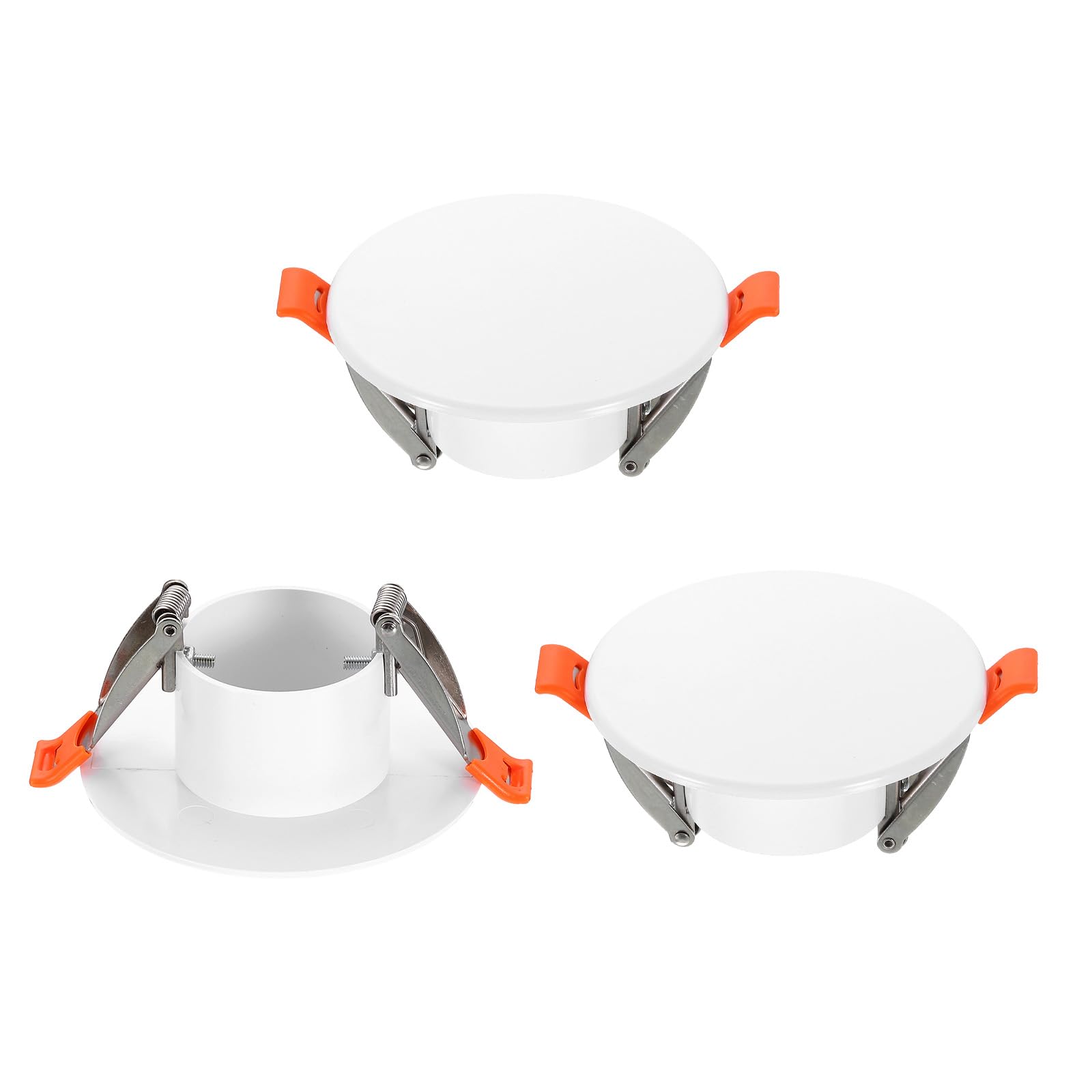 Awclub 3.7" Ceiling Cover Plates with Spring Fixture Recessed Light Ceiling Light Decorative Plate with Buckle Fits 2-3.3" Round Ceiling Openings (White, Pack of 3)