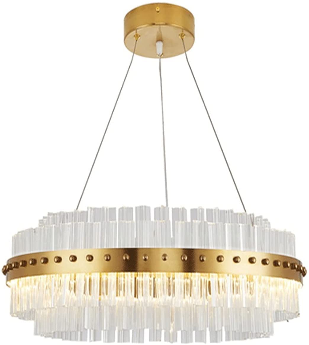 Modern Crystal Chandelier Lighting LED Pendant Light Fixture Chandelier Ceiling Dining Room Living Room Contemporary Kitchen Dimmable-Gold 60x20cm