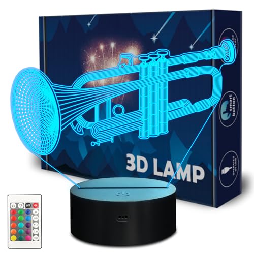 CoolGift Mart Trombone Night Light, 3D LED Optical Illusion Lamp with 16 Colors and Remote Controller, Gifts for Trombone Enthusiasts Music Lovers
