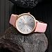 BUREI Women Wrist Watches Fashion Minimalist Analog Leather Quartz Waterproof Watches for Women (Pink, Leather)