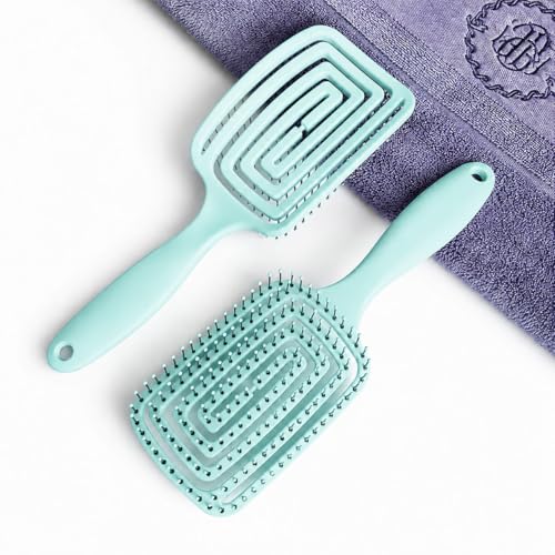 Image of Detangling Hair Brush for Women & Men- Anti Hair Fall Comb for Curly, Wavy & Straight Hair | Hair Straightening Brush, Wet & Dry Styling Brush | Scalp Massager, Frizz Control & Tangle (Mint Blue)