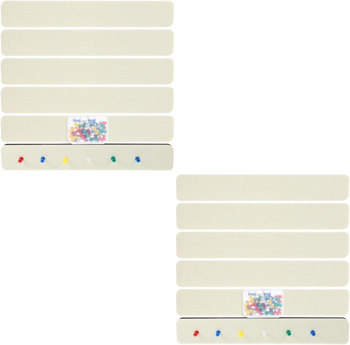 2sets Self-Adhesive Felt Bulletin Board Strips Pushpins for Wall Display for Office Home and School Memo Boards Strips