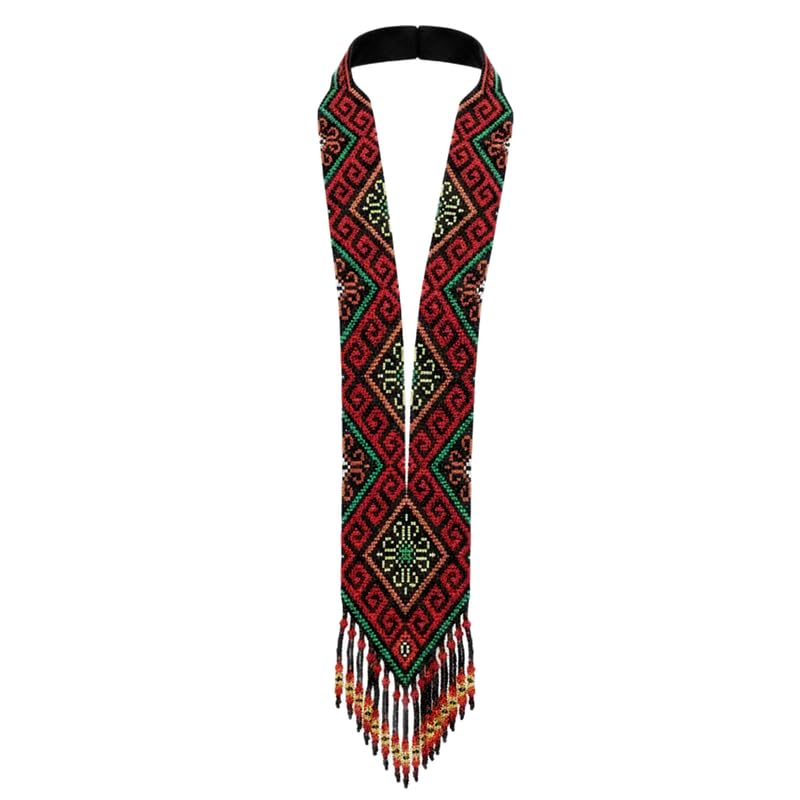 Collier Gerdan ukrainien perles de rocaille bijou géométrique multicolore LKBEADS