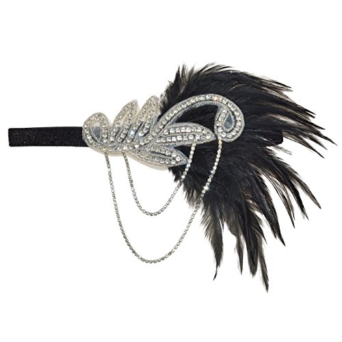 DRESHOW Dames jaren '20-accessoireset, flapperkostuum, Gatsby-veer, lange halsketting, handschoenen, hoofdband… - Image 3