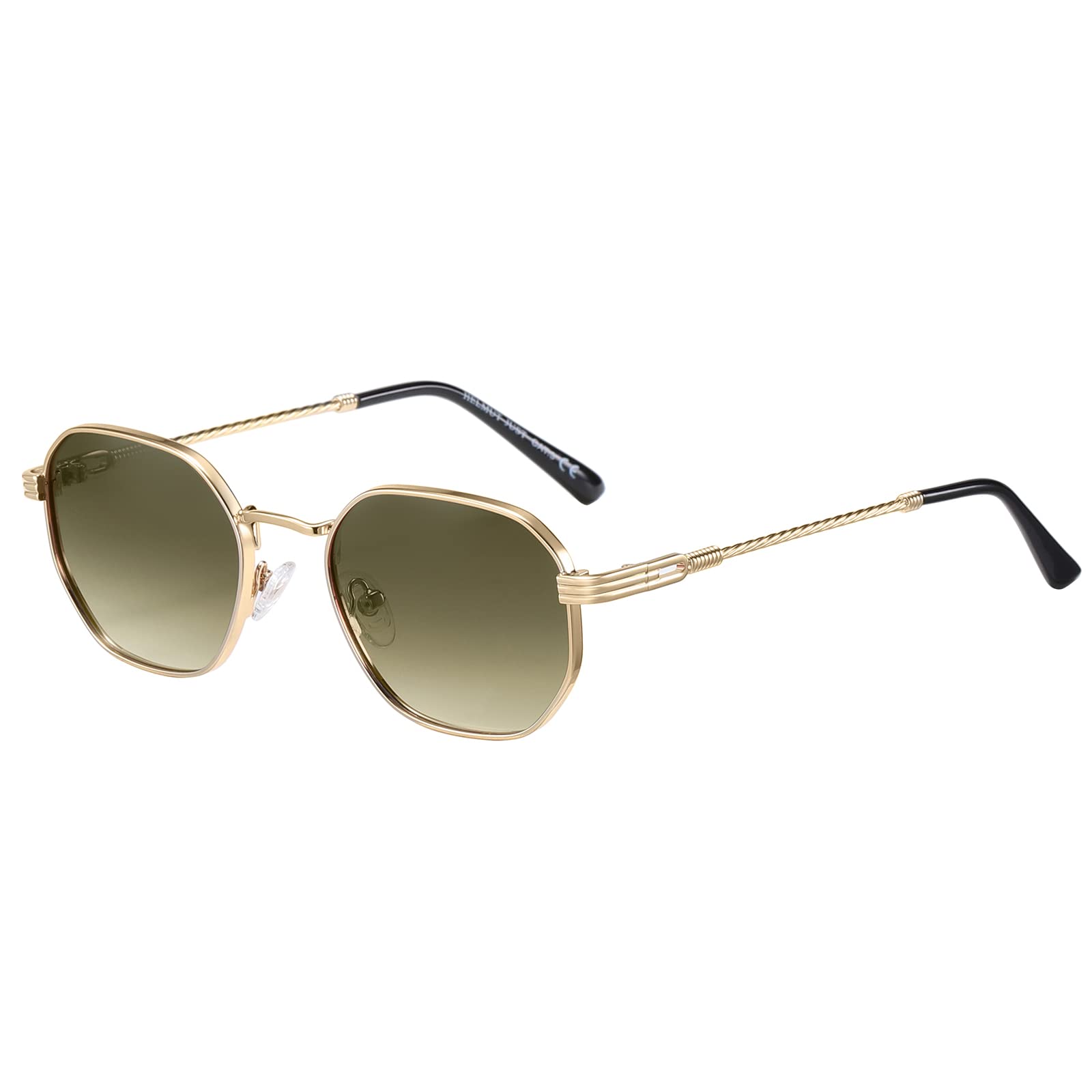 H HELMUT JUST Gafas De Sol para Mujer y Hombre Hexagonales Polarizadas Lentes Pequeñas Retro