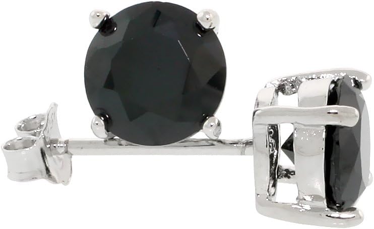 Sterling Silver Basket Set 3-7 mm Black CZ Studs Earrings For Women and Men Platinum Coated