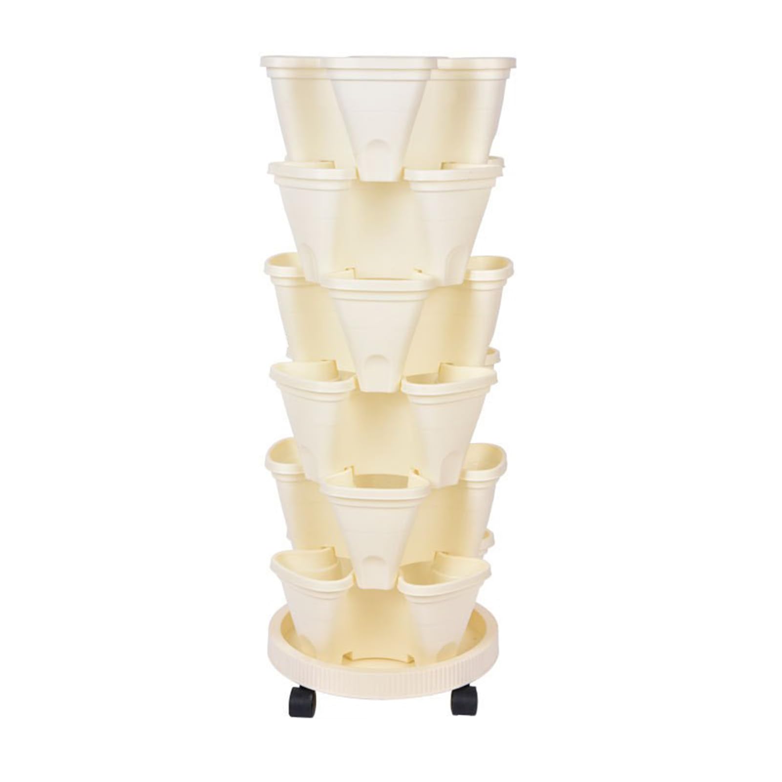 lvifloae Space Saving Creative Flower Pots,Vegetable Planting Artifacts, Three Dimensional Planting Pots Planting Boxes Plastic Flower Pots 6 Flower Pots and 1 Universal Wheel Tray (plastic 2)