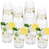 HYMENEX 50 Pcs Happy Birthday Cups, 12oz Birthday Party Plastic Cups for Home Kitchen Birthday Party Favors Supplies Decorations