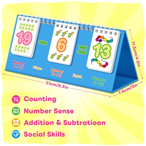 PraxiKidy Addition and Subtraction Flash Cards,0-24 Math Facts Manipulatives Games Preschool Kindergarten 1st 2nd Grade Classroom Must Haves,Counting Educational Toy Learning Activities Homeschool — view 6
