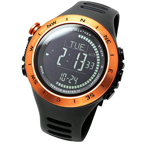 Lad Weather Reloj Altímetro Barómetro Brújula Calorías Pronóstico del Tiempo (Orange/Negro)