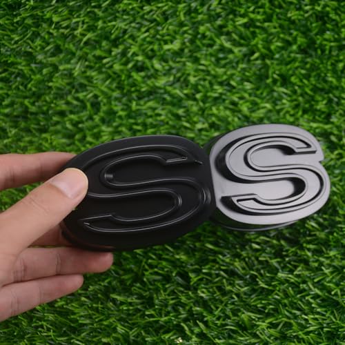 Image of 1Pc 1970 Chevy Chevelle El Camino Super Sports SS Front Grille Emblem with Retainers Replacement for SS (Matte Black)