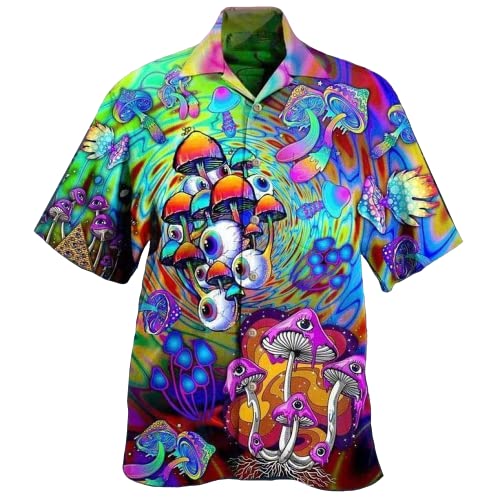 Psychedelic Art Magic Mushroom Trippy Hippie Hawaii Shirts, Soft Hawaii Shirt, 3D Hawaiian Aloha Shirt, Hawaii Shirt for Men and Women S-5xl