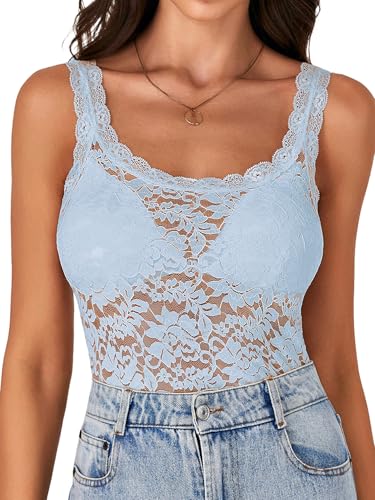 Image of LYANER Women's Floral Lace Sexy Tank Tops