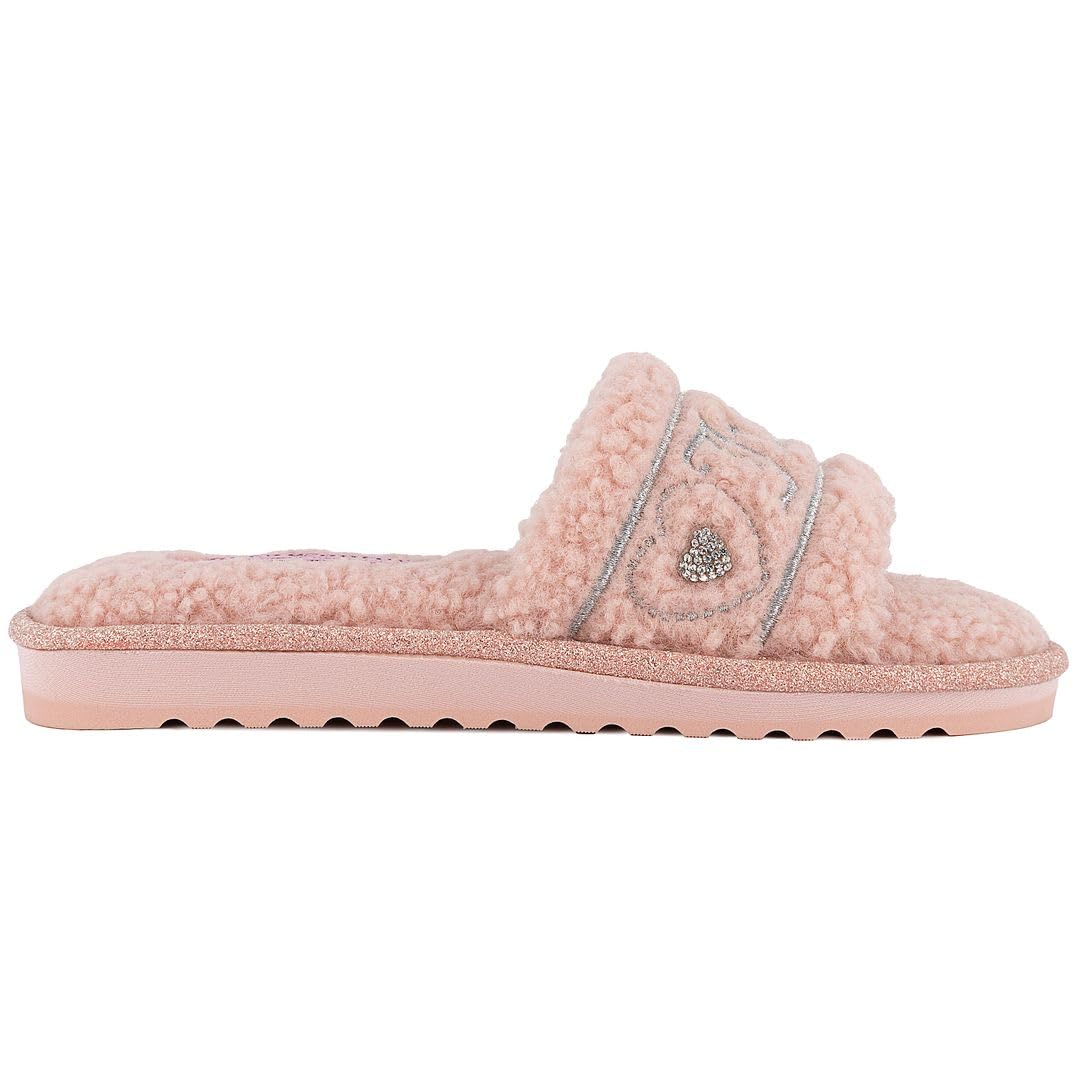 Juicy Couture Women's Slide Slipper Sandals With Faux Fur
