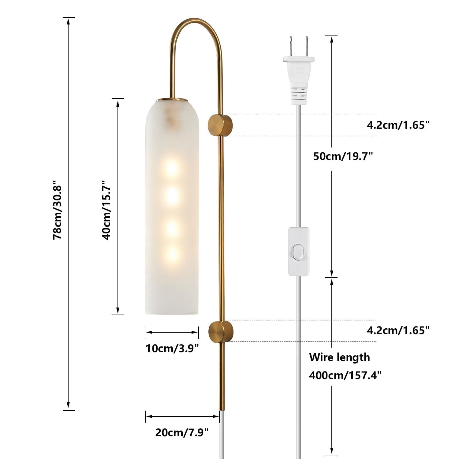 Applique da Parete in Ottone Dorato di metà secolo - Illuminazione da Interni in Vetro ambrato Vintage per Bagno, Bar e Soggiorno