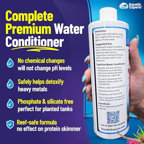 TankFirst Complete Aquarium Water Conditioner - Fish Water Conditioner, Instantly Removes Chlorine, Chloramines, and detoxifies Ammonia from Fish Tank (TankFirst Regular, 500 ml)