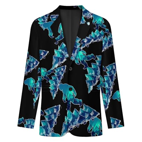 Bigfoot Pawprint Sasquatch Mountains Men's Suits Dress Business Formal Suit Print Jackets Coat for Wedding Party4