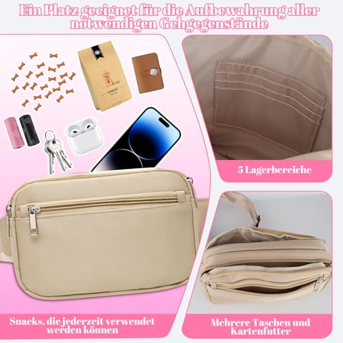 EliphonTowne wasserdichte Leckerlitasche Für Hunde - Outdoor-Bauchtasche Hundetraining, Bauchtasche Mit Verstellbarem Schultergurt, Mit Unabhängiger Abnehmbarer Haustier-Snack-Tasche