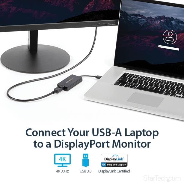 Miniatura 2 de StarTech Adaptador de gráficos de video externo USB 3.0 a 4K DisplayPort para múltiples monitores, tarjeta de video USB 3.0, Ultra HD 4K (USB32DP4K)