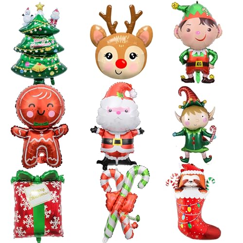 Palloncini di Natale, 9 pezzi, grandi dimensioni, decorazione natalizia, gigante, Natale, elio, palloncini in pellicola