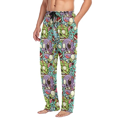 GuoChe Mens Pajama Bottoms Cartoon Zombie Pajama Pants for Men Lounge Pants L4