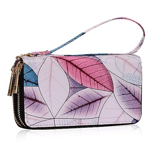 Image of XEYOU Double Zipper Long Clutch Wallet Cellphone Wallet for Women with Removable Wristlet Strap for Credit Card, Cash, Coin, Bill