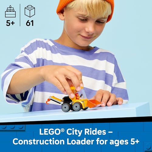 Image of LEGO City Rides - Construction Loader Building Toy for Kids - Pretend Play Set for Boys & Girls, Ages 5+ - Construction Toy W /Backhoe, Loader Bucket, & Minifigure - Gift Idea for Birthdays - 60483