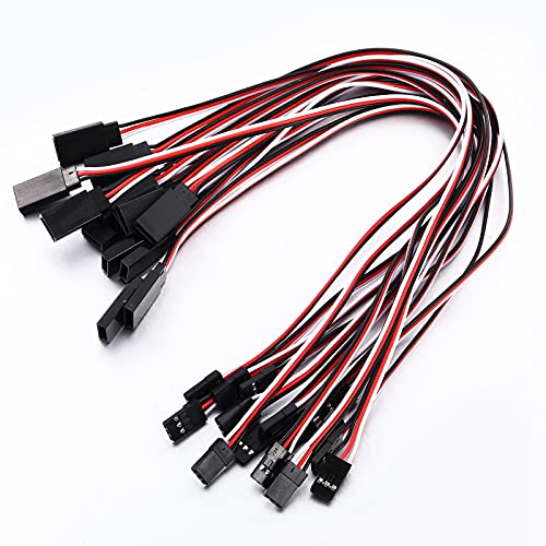 Frienda 15 Pieces 3-pin Servo Extension Cables Servo Extension Cord Male to Female Rc Wire Cable Connectors Compatible with Rc Jr Futaba Car...
