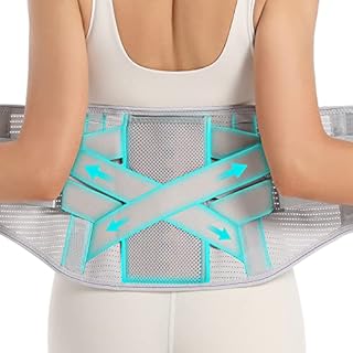 EGjoey Back Brace for Lower Back Pain Relief - Back Support Belt for Women & Men, Lower Back Brace for Herniated Disc, Sciatica. Removable Stays for Lower Back Support with 2 Different Hardness Sets (Large, Grey)