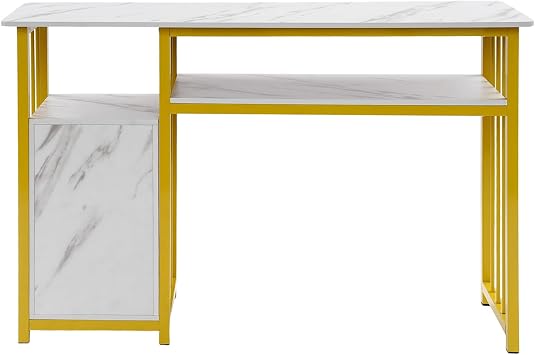 Manicure Tables, Fashionable Marbling Texture Beauty Nail Desk Steel Frame Utility Nail Tech Desk with 3 Drawers Home Salon Spa Equipment for Living Rooms Nail Salons (47.24 x 15.75 x 29.92 in)