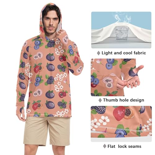 Funny Berry Fruit Rose Gold Sun Protection Hoodies Long Sleeve Sailing Shirts UPF 50 + Beach Shirt S4