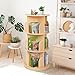OOOK Kids Rotating Bookshelf, Small Corner Bookshelf for Small Space, 360° Display 3 Tier Floor Standing Bookcase Storage Rack, Wooden Narrow Bookcase Organizer for Bedroom, Living Room
