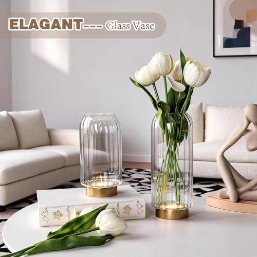 Vase à fleurs à LED en verre soufflé main pour centre de table chic - 3