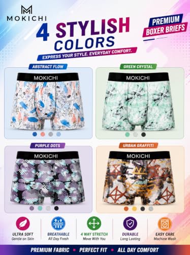 Image of Men's Printed Trunks | Boxer Brief Underwear with Broad Elastic Waistband and Contoured Pouch | Multicolour, Pack of 4