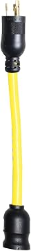Voltec 04-0092N 12/3 STW Locking Plug to U-Ground Connector Adapter, 1-Foot, Yellow