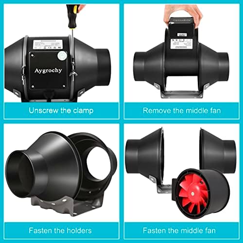 Aygrochy 100 mm KONTROLOWANY Wyciąg powietrza z regulatorem temperatury i wilgotności, wentylator wyciągowy do wzmacniania, namiotów wzrostu, wentylacji i wentylatora wydechowego.