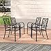 SUNCROWN 2 Pieces Wrought Iron Black Chairs 300 Lbs Outdoor Dining Chairs, Patio Metal Stackable Chair with Armrest for Backyard, Garden, Poolside