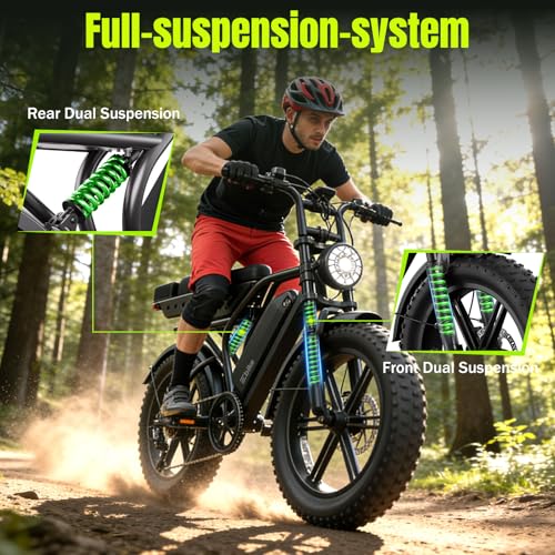 Image of TST Electric Bike for Adults 1500W Peak 20 inch Fat Tire All-Terrain E-Bike 60 Miles Electric Dirt Bike - 48V 15 AH Battery Electric Bicycle