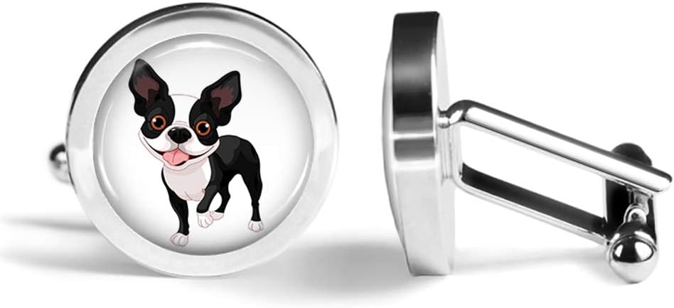Boston Terrier Cufflinks Dog Cuff Links (Angled Edition)