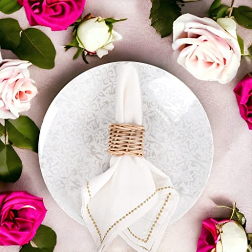 Rattan Napkin Rings Set Of 12, Decorative Serviette Ring, Beach Napkin Holders, Napkin Rings Bulk For Party Decoration, Dinning Table, Everyday, Family Gatherings - A Great Tabletop Décor #TOP15