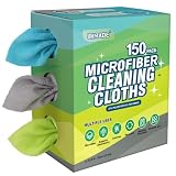 UNIMADE Microfiber Cleaning Cloth, 150 Pack Reusable Paper Towels Microfiber Towels for Cars Lint Free Shop Rags with Box for Home Kitchen Automotive, 11"x 9", Blue & Grey & Green