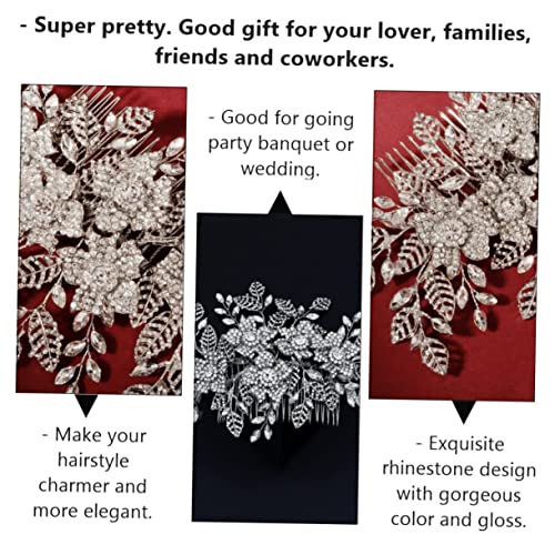 FRCOLOR Pente De Cabelo Com Inserção De Diamante Completo 2 Peças Liga De Folha Oca Disco Pente De C