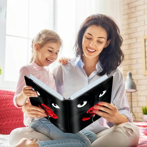 Image of Wedding Albums 4x6 120 Pockets Photos with Strong Elastic Band, Small Mini Albums Sheet Protector Folder for Photos, Album for Family Anniversary Women Men Baby Vacation Gift, Black Cat Rose