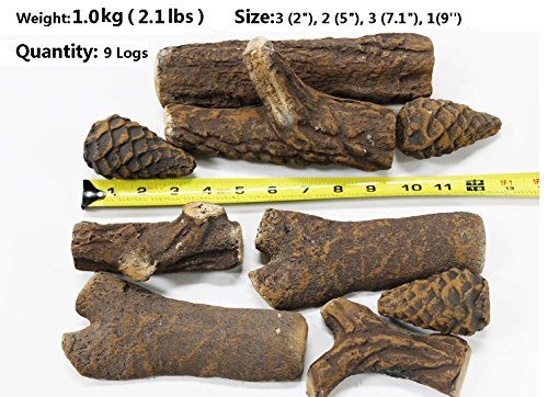 Hmleaf 9 Small Pieces Set Wood-Like Ceramic Fireplace Logs For Gas Ethanol Hand Crafted Pine Cones Wood #TOP1