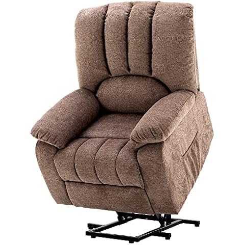 Azkoeesy Power Lift Electric Recliner with Heat & Massage Function, Reclining Sofa Armchair For Living Room, for the Elderly, Velvet (Brown) Cover