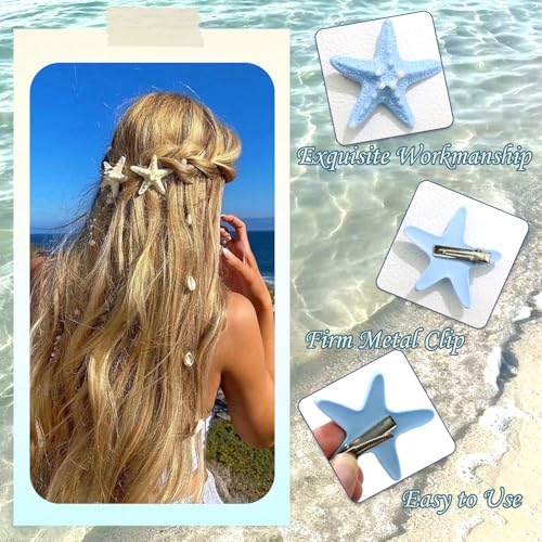 Pinzas para cabello Starfish 6 piezas colores rosa y azul miniatura 5