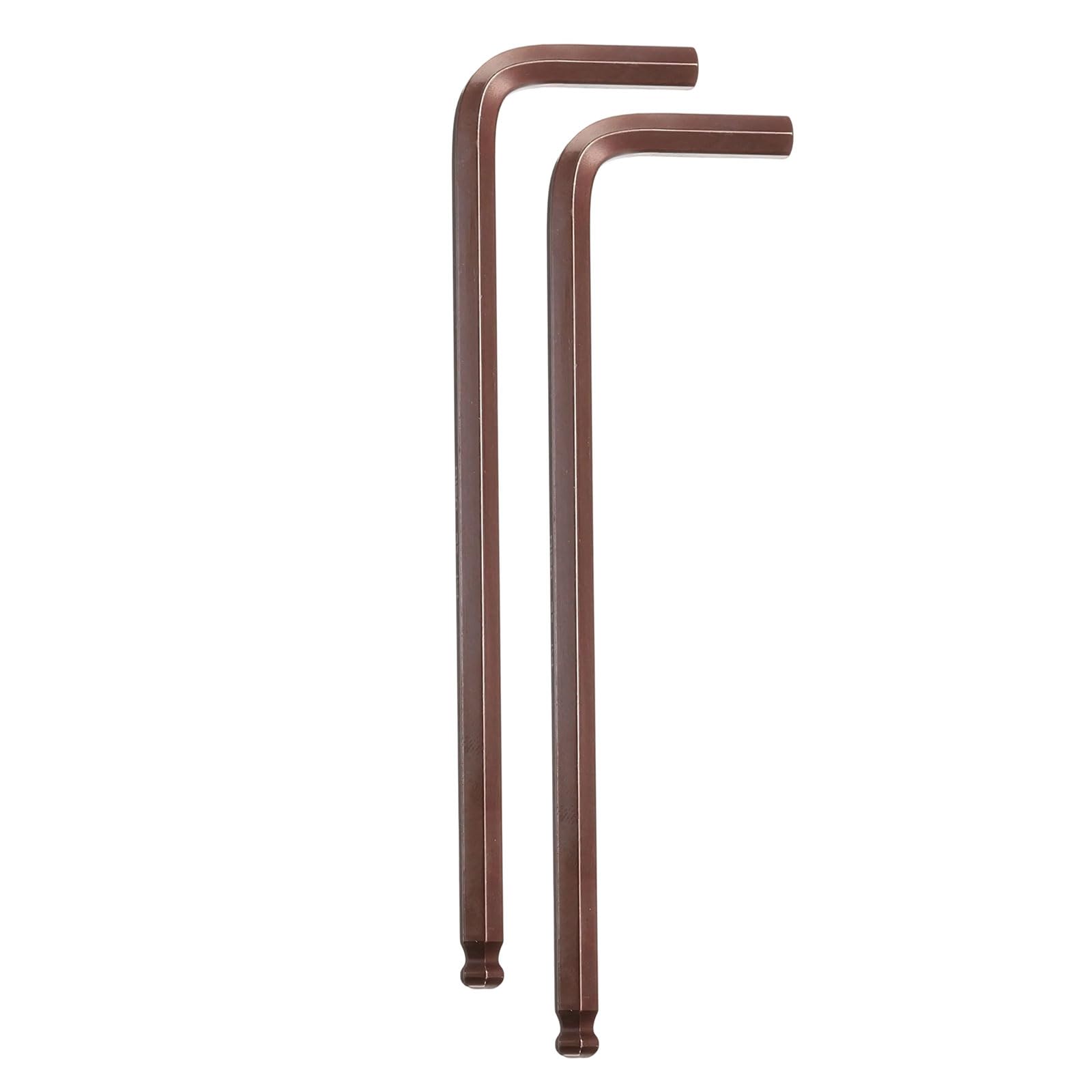 sourcing map 2pcs Ball End Hex Key Wrench 1/4" SAE S2 Steel Long Arm L-Shape Hexagon Wrenches Repairing Tool for Home Bike Motorcycle Repair, Red Brown