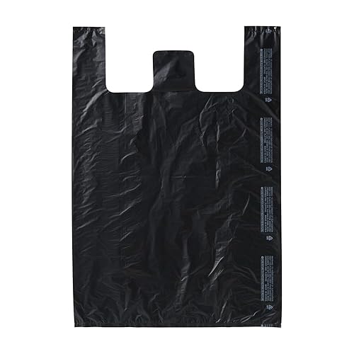 Miniatura 2 de PlaTree. 400 bolsas de plástico para camisetas con asas, 18 x 8 x 27 pulgadas, 18 micrófonos (0.71 mil), camiseta de plástico liso, bolsas de