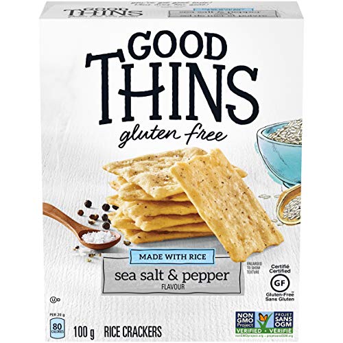 Good Thins, Gluten-Free Rice Crackers, Sea Salt & Pepper Flavour, 100G/3.5Oz, (Imported From Canada) #TOP6