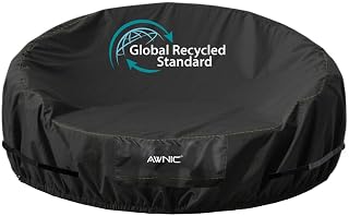 Awnic Sonneninsel Abdeckung Wasserdicht 420D Oxford Stoff, Abdeckplane Sonneninsel Rund Winterfest mit Klettverschluss & Gummizug, Schutzhülle für Sonneninsel Liegeinsel Ø190x90/48cm